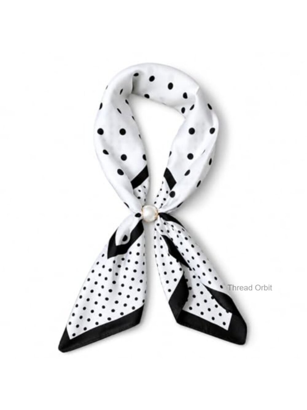 Women's Satin Neck Scarf with Magnetic Pearl Buckle - Retro Floral Print Elegant